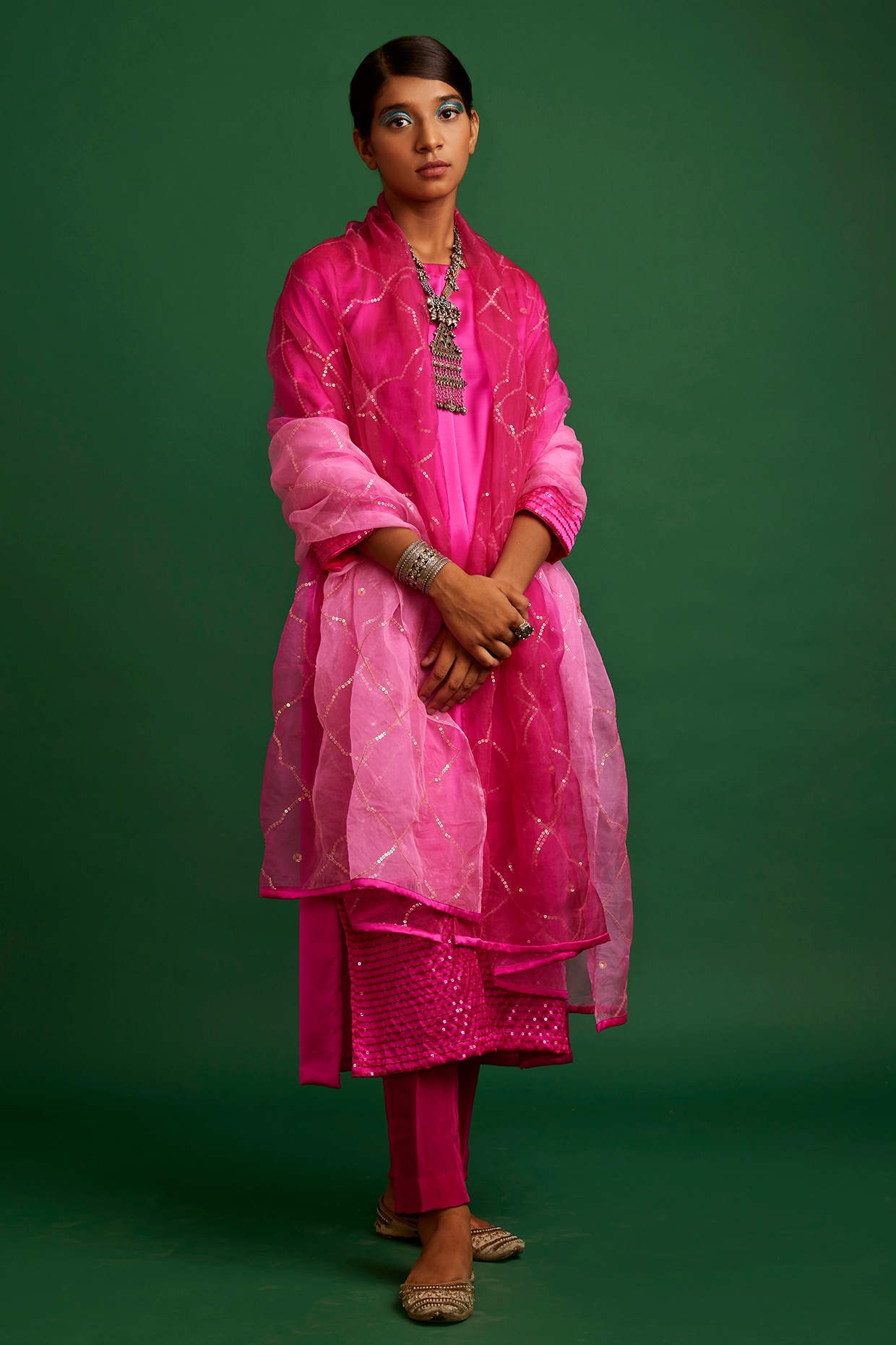 fcity.in - Women Solid Rayon Rajasthani Bhandhej Printed Aline Kurti Pink /